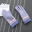 Floral Pattern Bowknot Gloves for Children-Blue